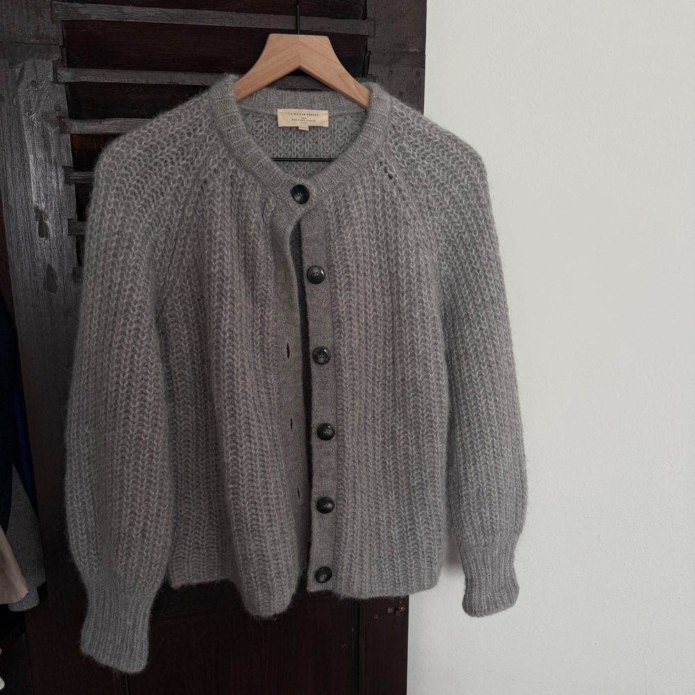 Sezane Soft Grey Button Cardigan sweater